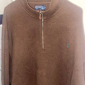 Brown quarter zip polo sweater